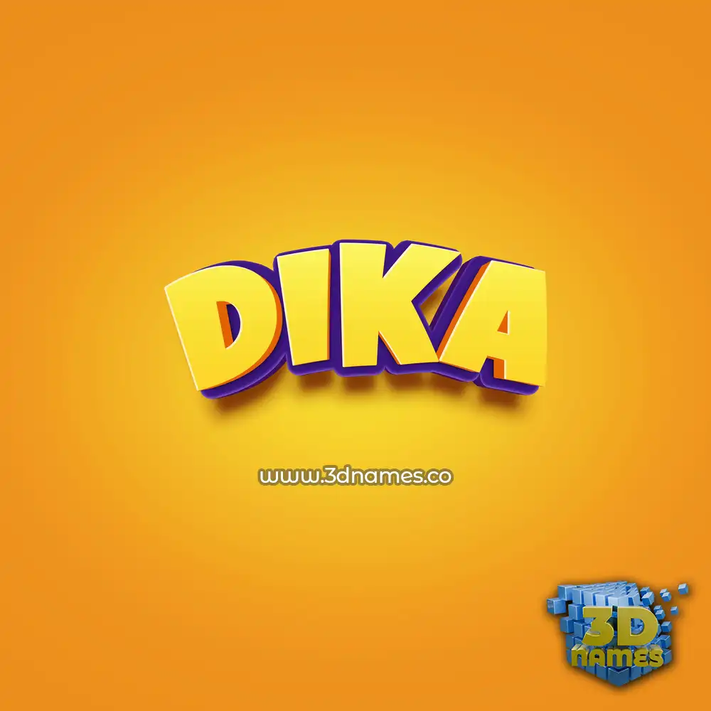 dika in Orange Toon style - 3D name wallpaper