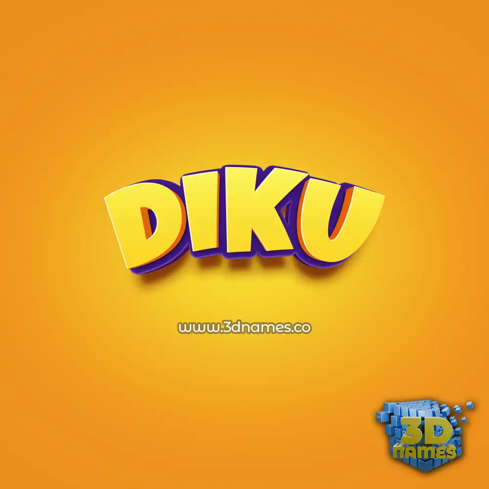 diku in Orange Toon style - 3D name wallpaper