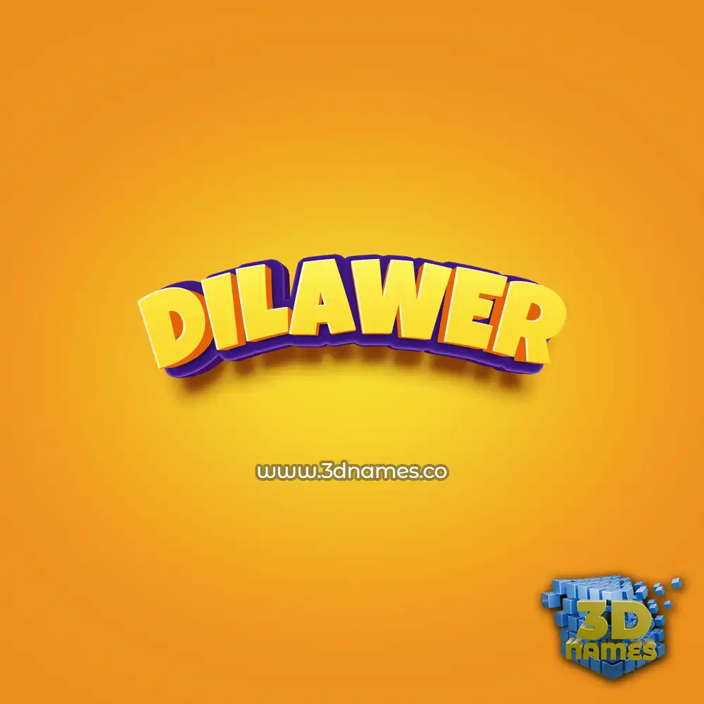 dilawer in Orange Toon style - 3D name wallpaper