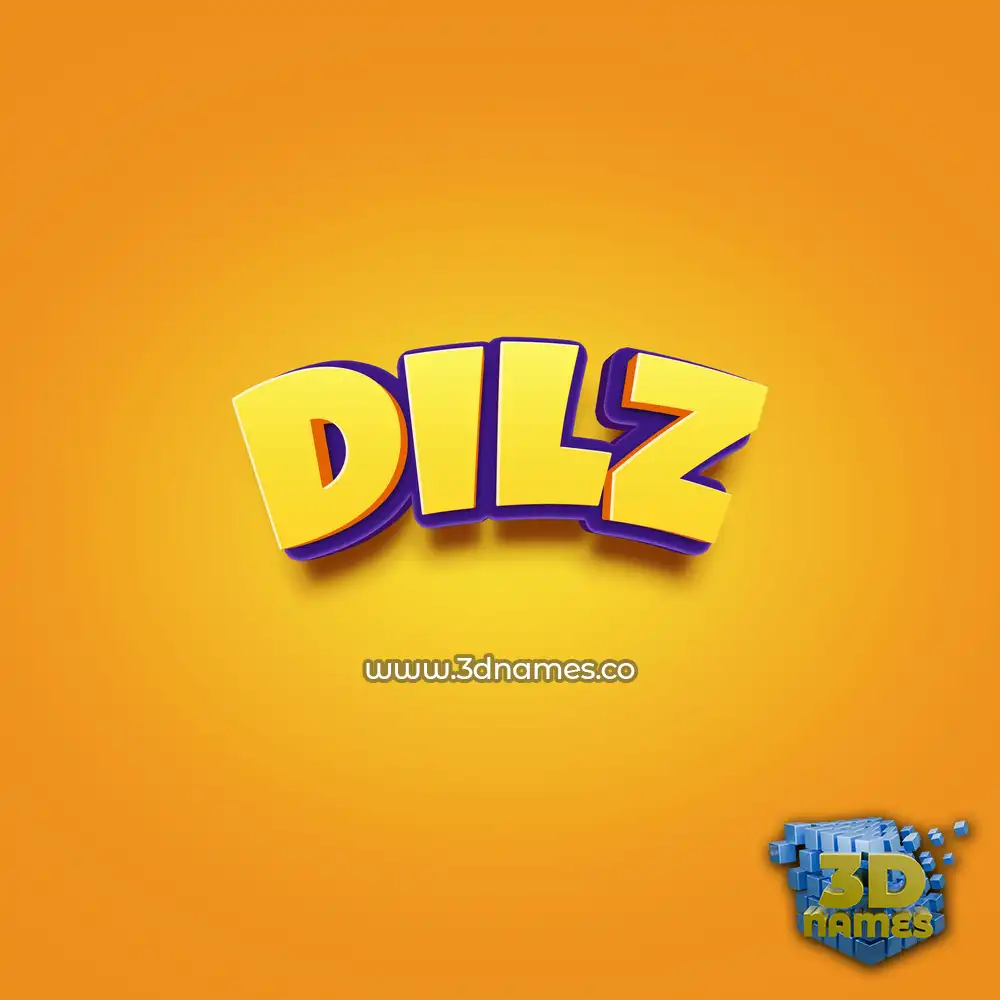 dilz in Orange Toon style - 3D name wallpaper