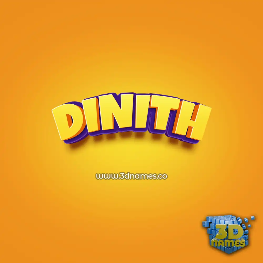 dinith in Orange Toon style - 3D name wallpaper