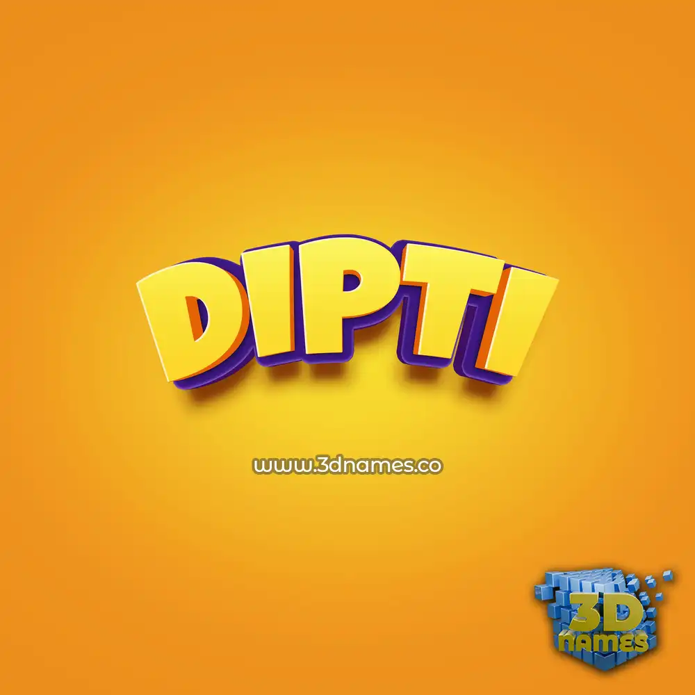 dipti in Orange Toon style - 3D name wallpaper