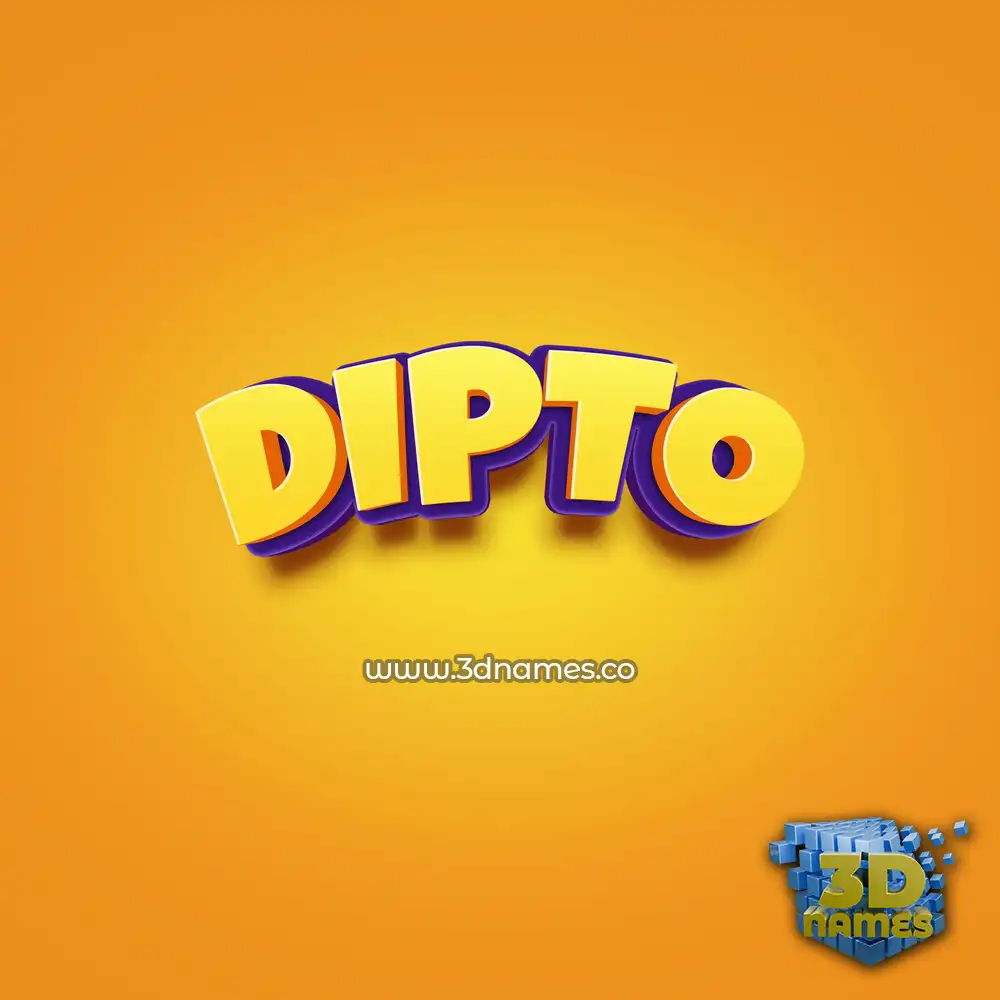 dipto in Orange Toon style - 3D name wallpaper