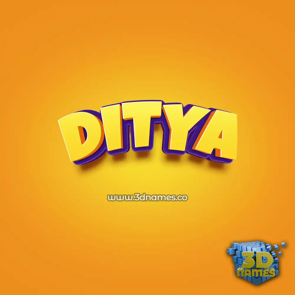ditya in Orange Toon style - 3D name wallpaper
