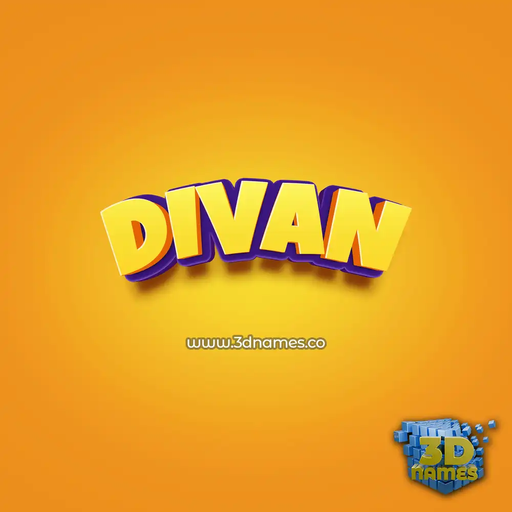 divan in Orange Toon style - 3D name wallpaper