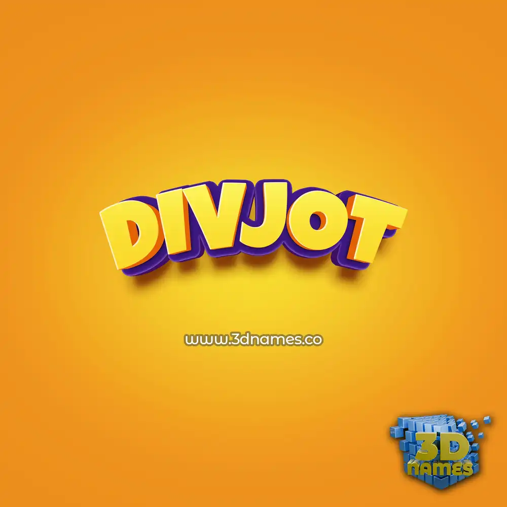 divjot in Orange Toon style - 3D name wallpaper