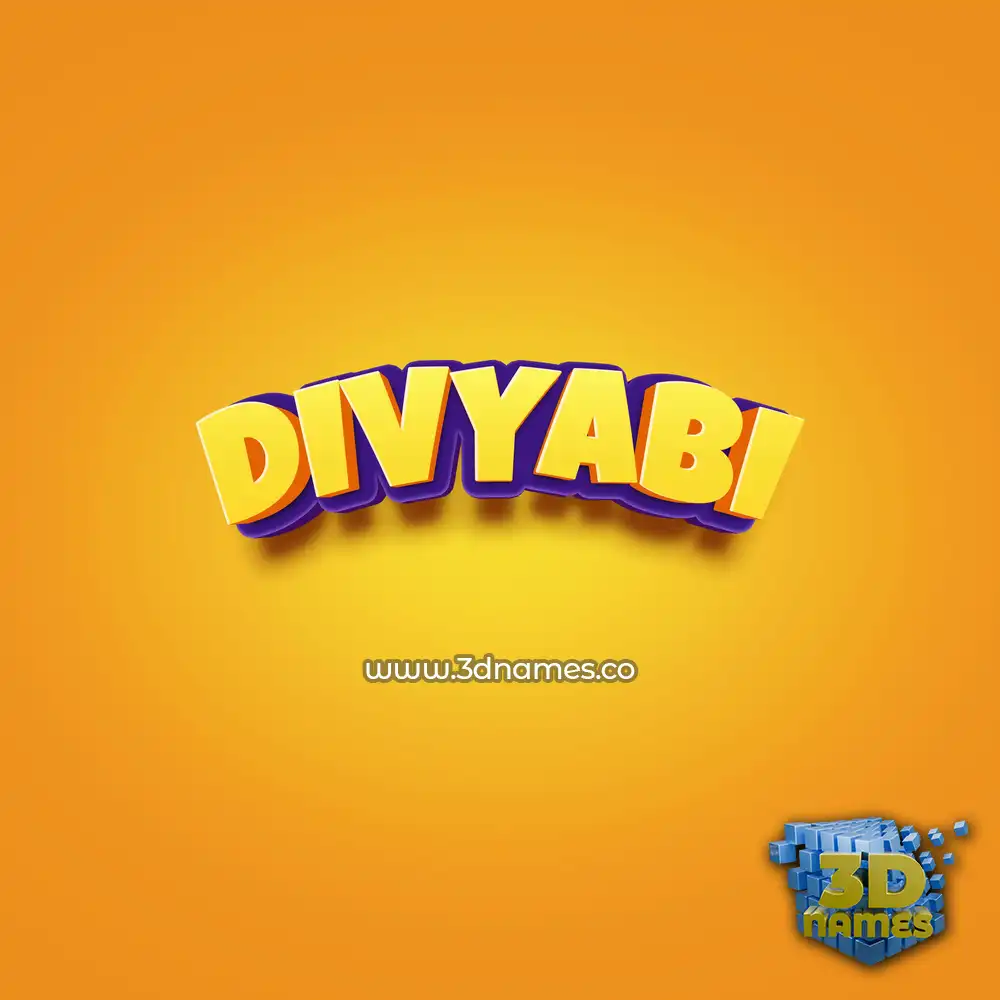 divyabi in Orange Toon style - 3D name wallpaper