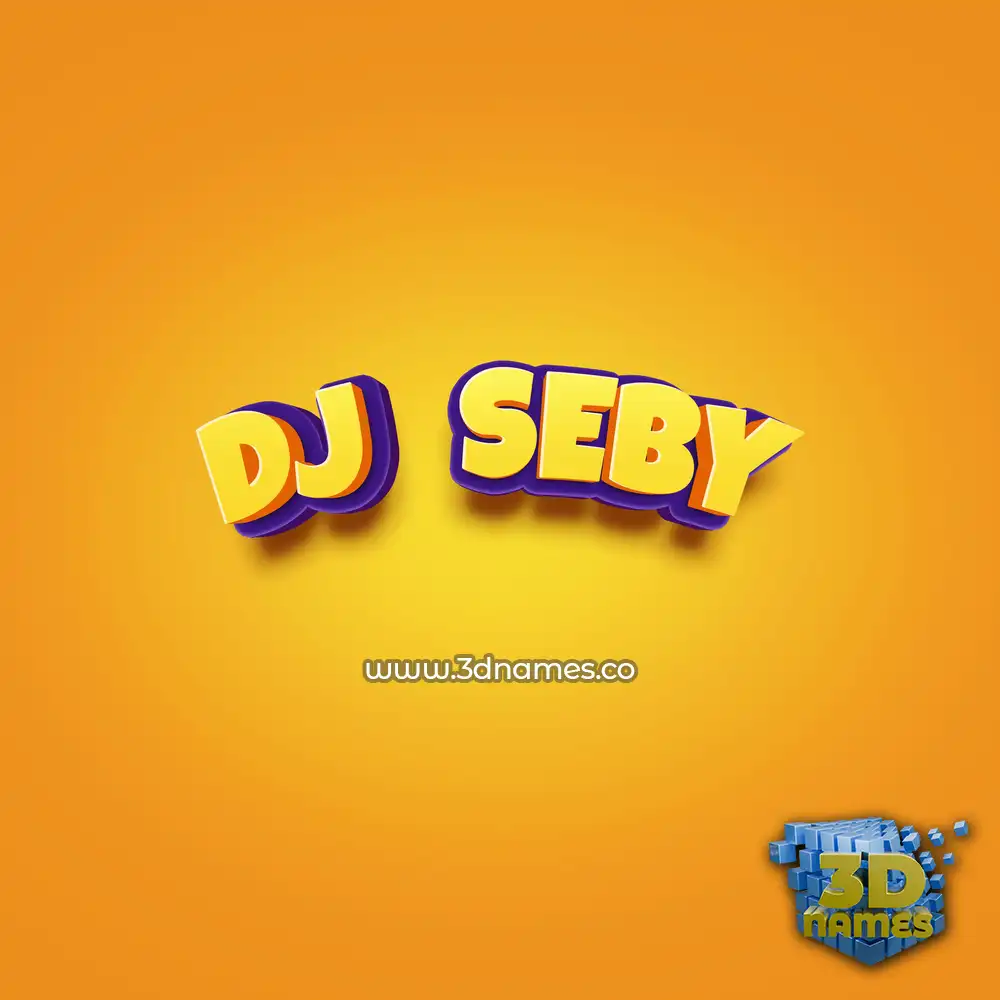dj   seby in Orange Toon style - 3D name wallpaper
