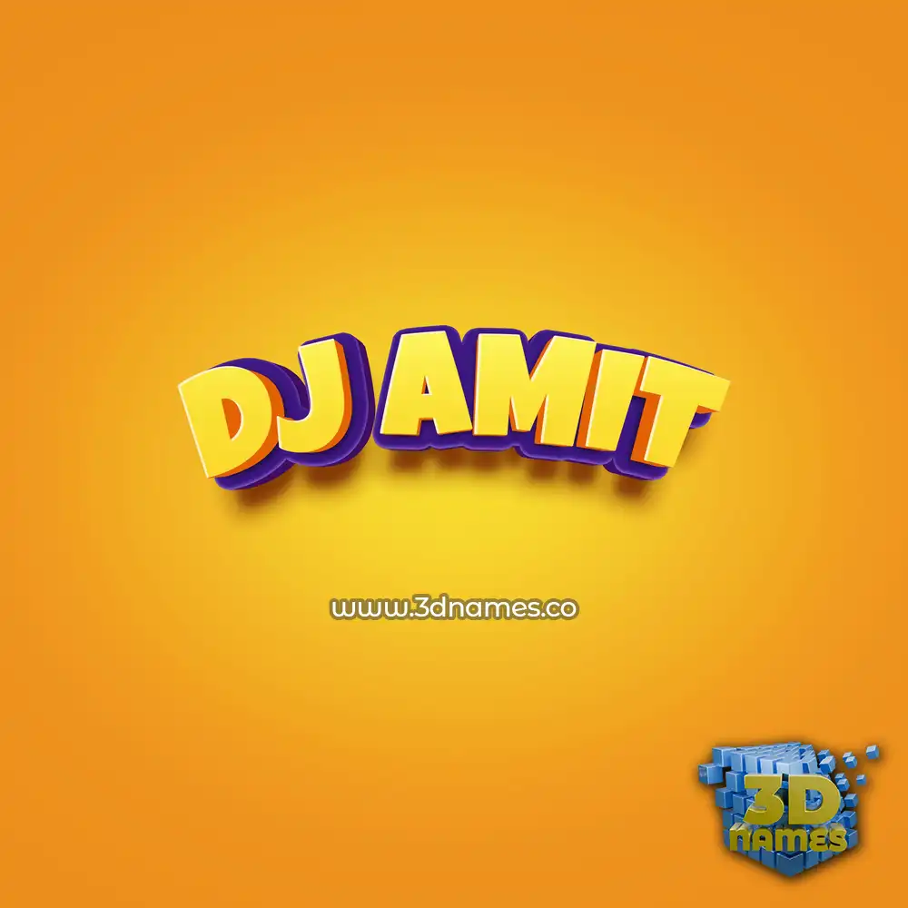 dj amit in Orange Toon style - 3D name wallpaper