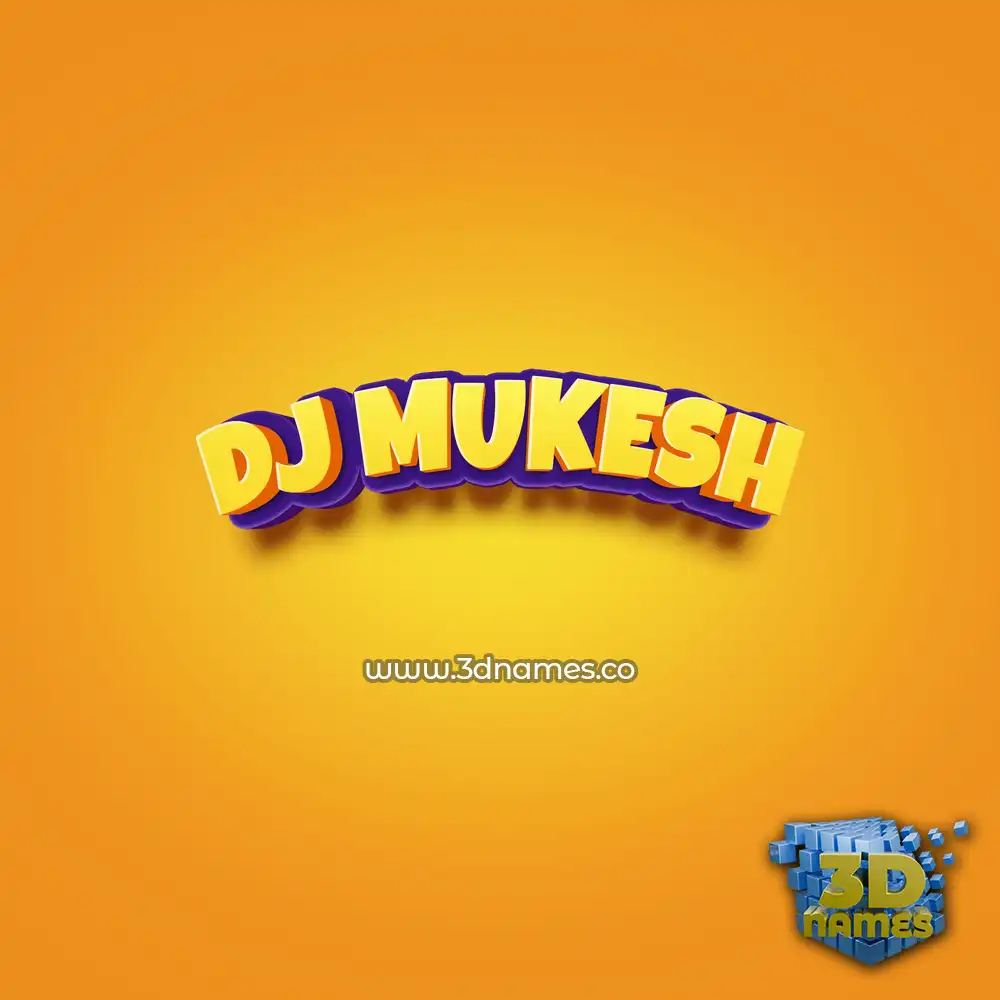 dj mukesh in Orange Toon style - 3D name wallpaper