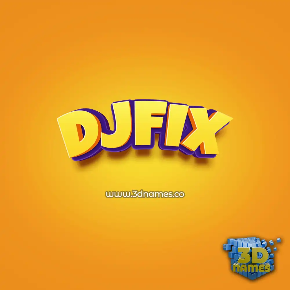 djfix in Orange Toon style - 3D name wallpaper