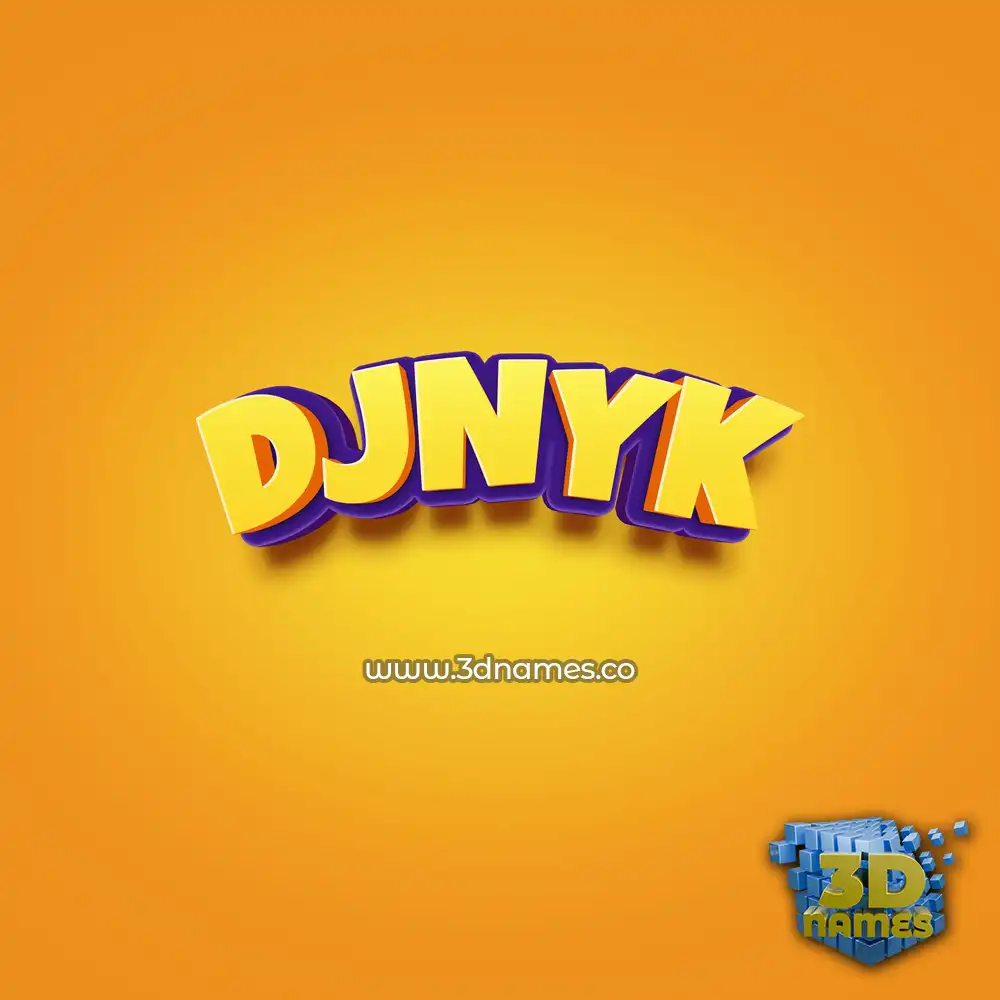 djnyk in Orange Toon style - 3D name wallpaper