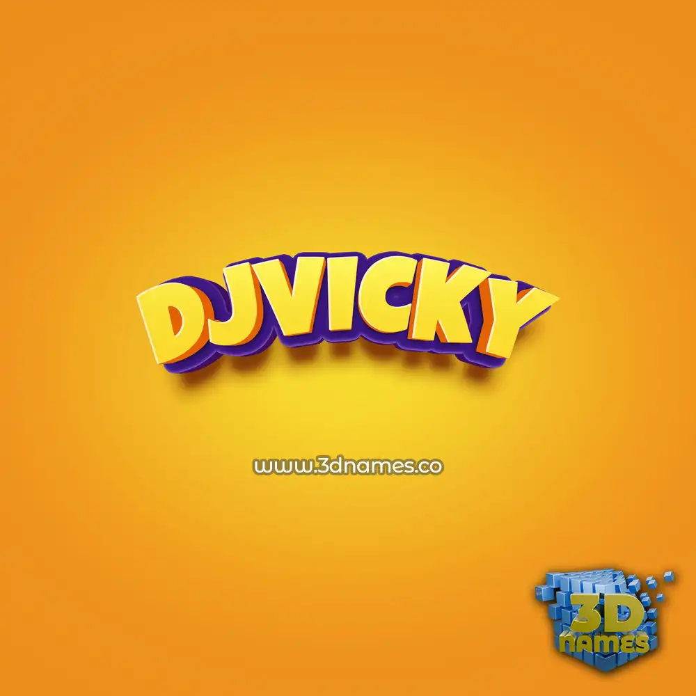 djvicky in Orange Toon style - 3D name wallpaper
