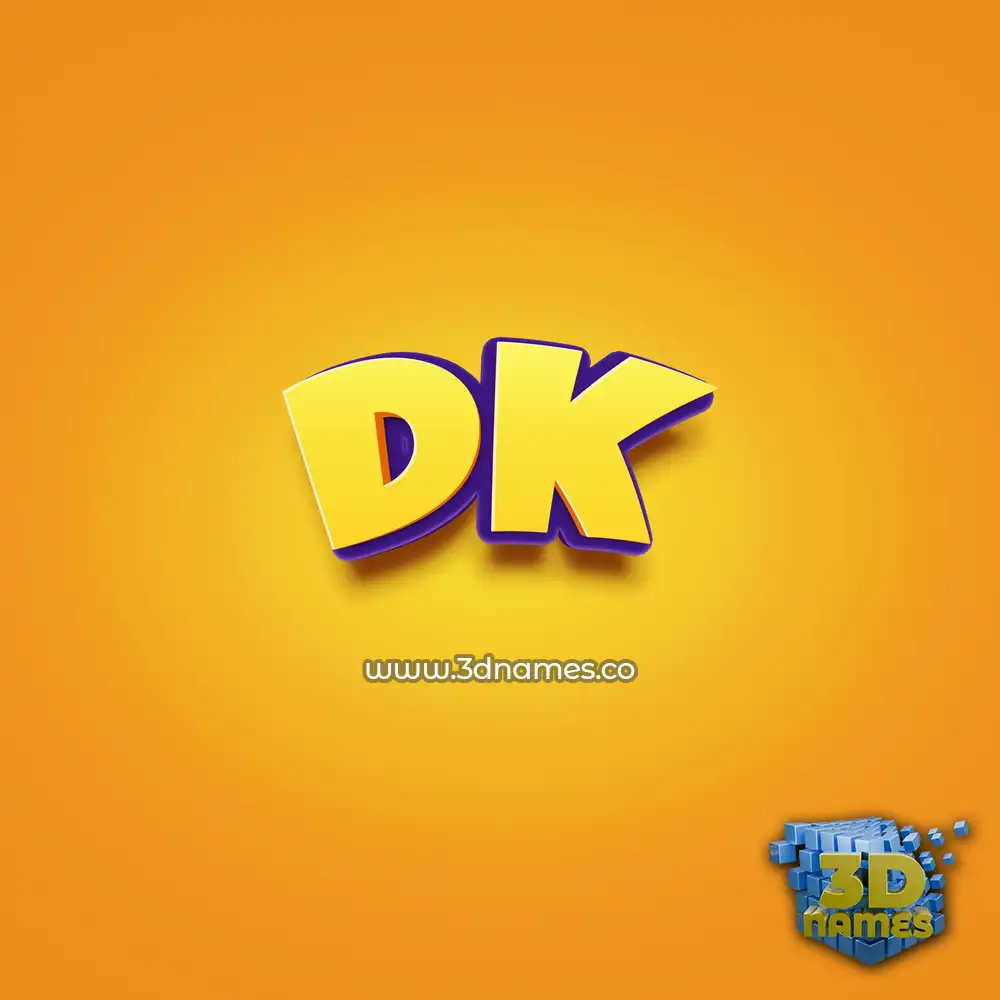 dk in Orange Toon style - 3D name wallpaper
