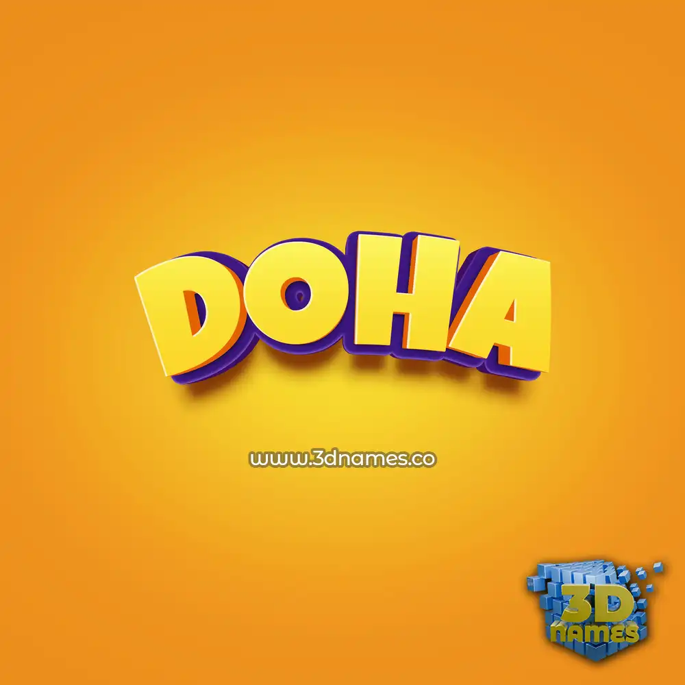 doha in Orange Toon style - 3D name wallpaper
