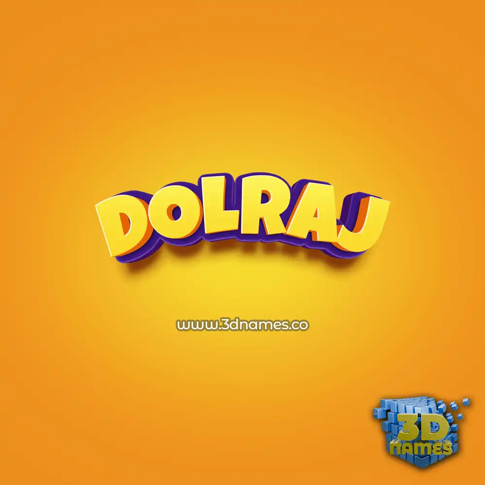 dolraj in Orange Toon style - 3D name wallpaper