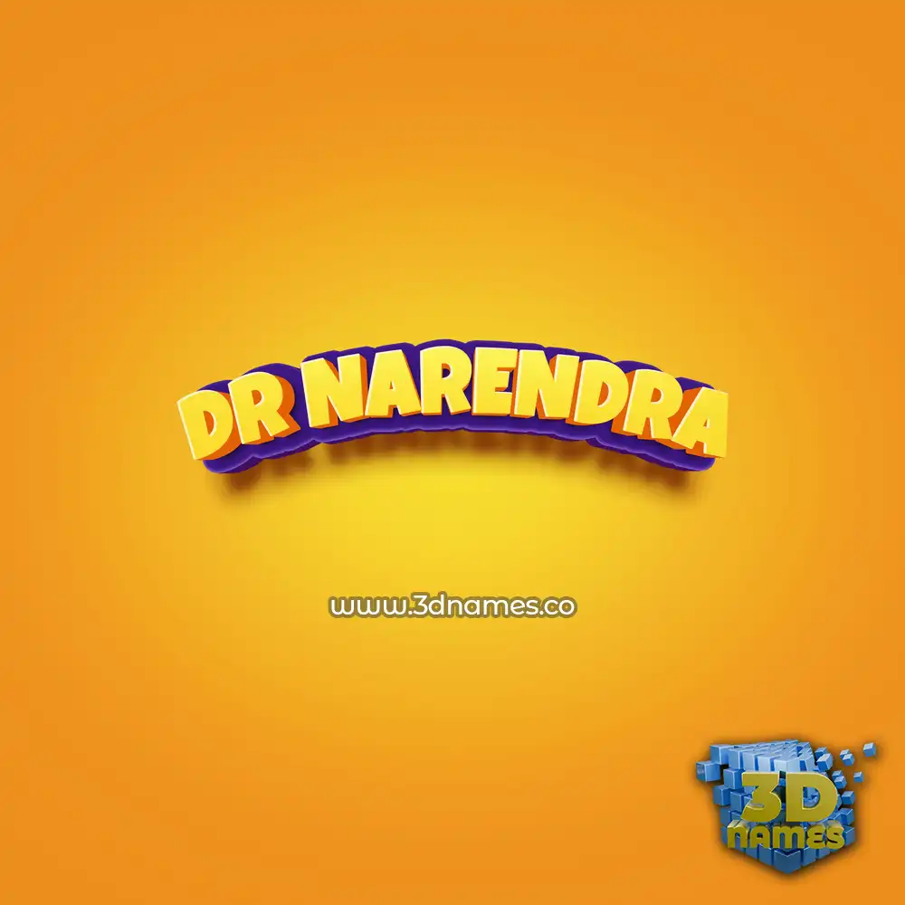 dr narendra in Orange Toon style - 3D name wallpaper