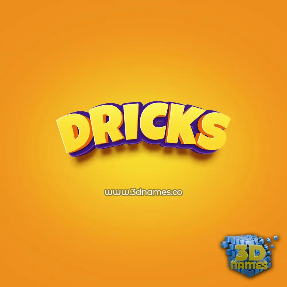 dricks in Orange Toon style - 3D name wallpaper
