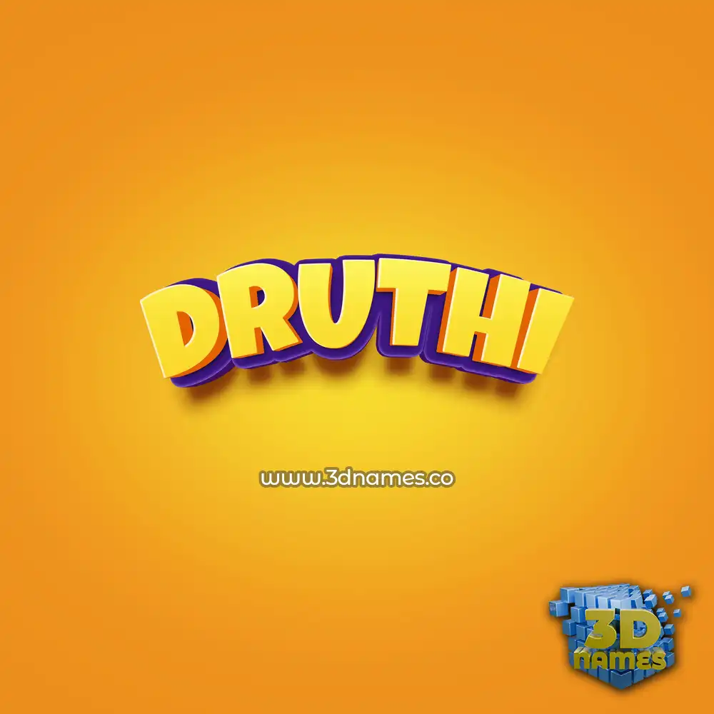 druthi in Orange Toon style - 3D name wallpaper