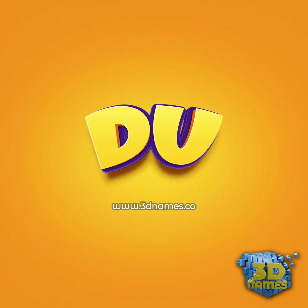 du in Orange Toon style - 3D name wallpaper