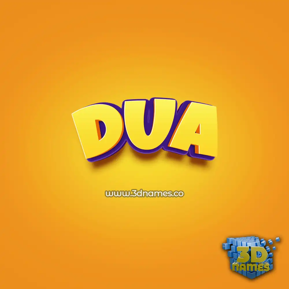 dua in Orange Toon style - 3D name wallpaper