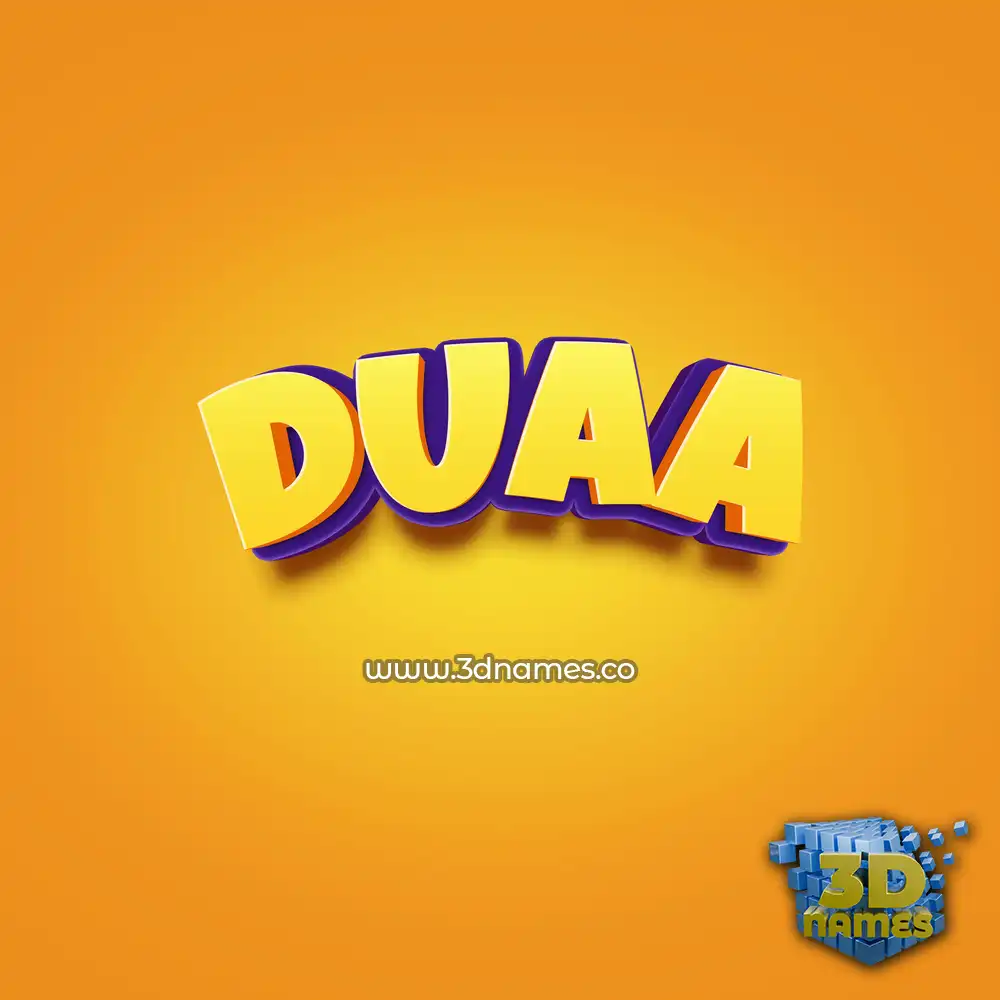 duaa in Orange Toon style - 3D name wallpaper