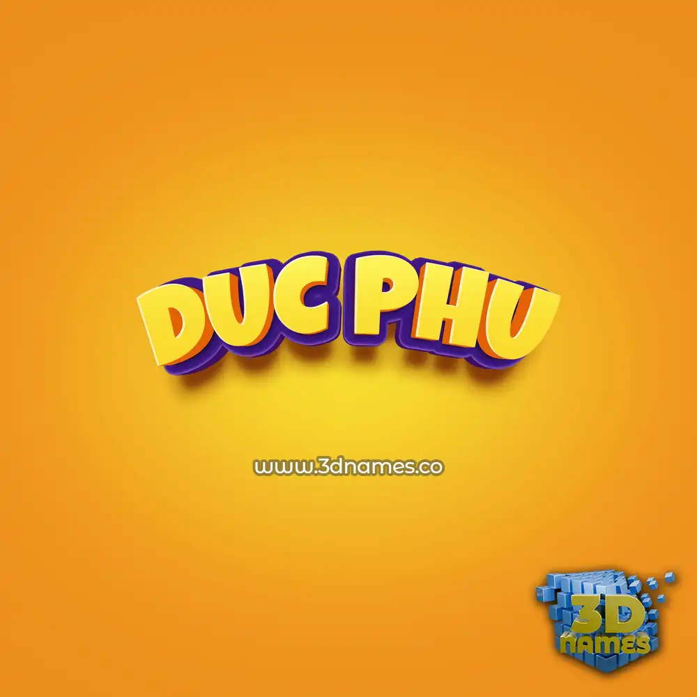 duc phu in Orange Toon style - 3D name wallpaper