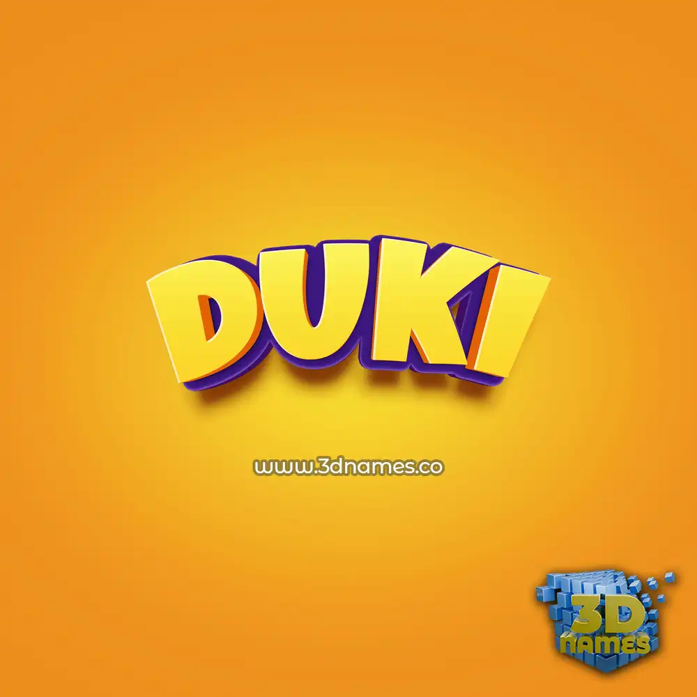 duki in Orange Toon style - 3D name wallpaper