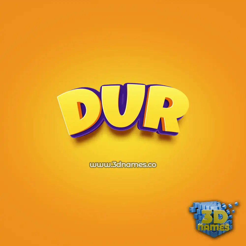 dur in Orange Toon style - 3D name wallpaper