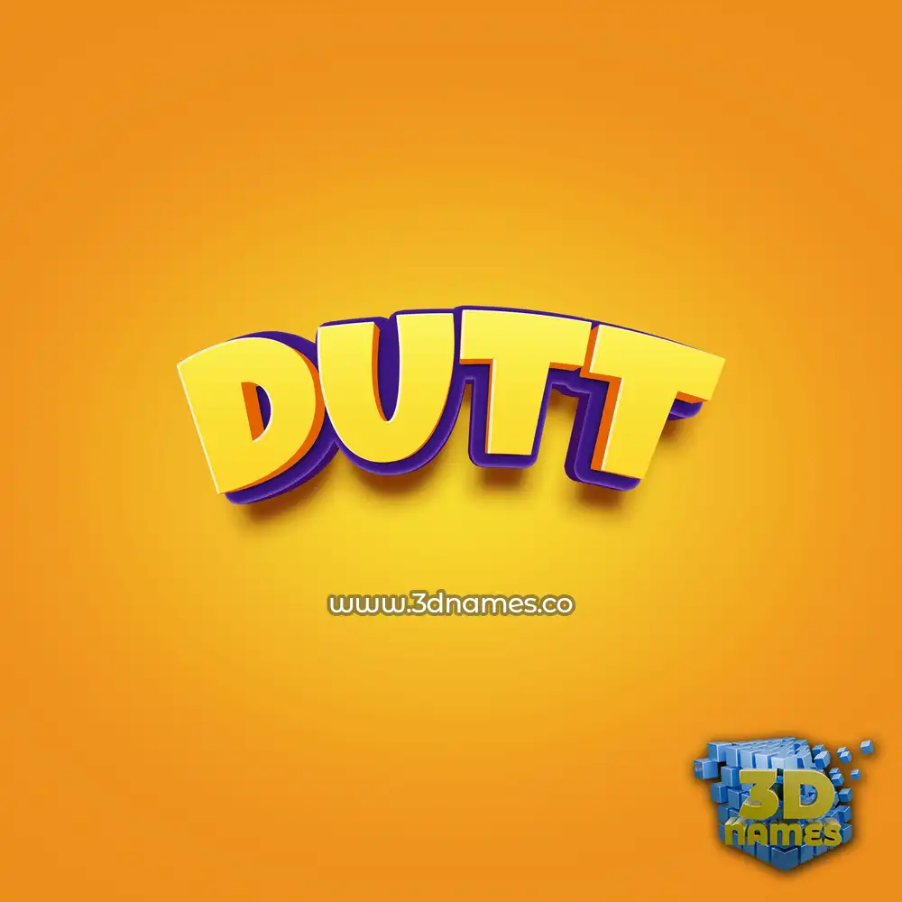 dutt in Orange Toon style - 3D name wallpaper