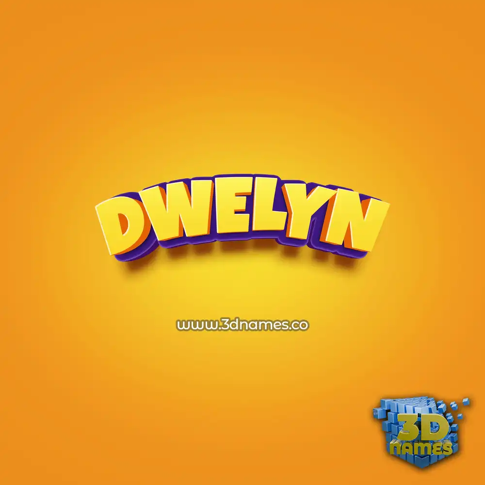 dwelyn in Orange Toon style - 3D name wallpaper