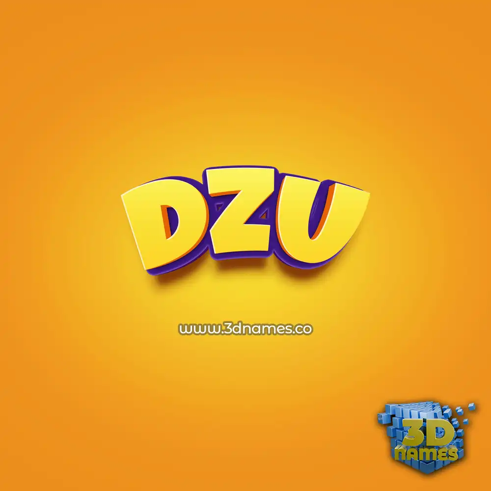dzu in Orange Toon style - 3D name wallpaper