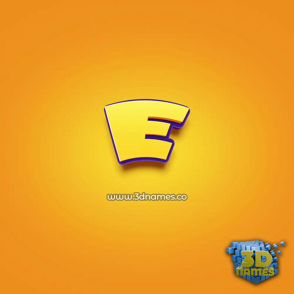 e in Orange Toon style - 3D name wallpaper
