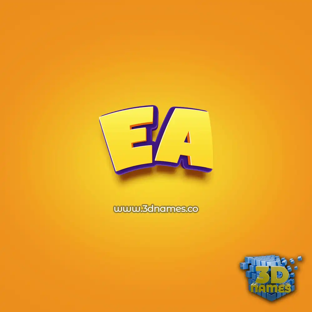 ea in Orange Toon style - 3D name wallpaper