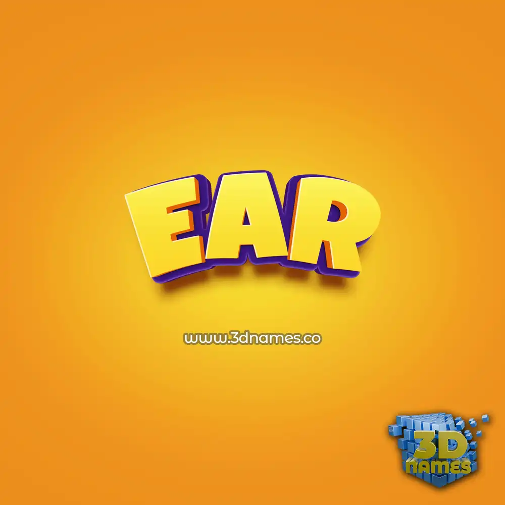 ear in Orange Toon style - 3D name wallpaper