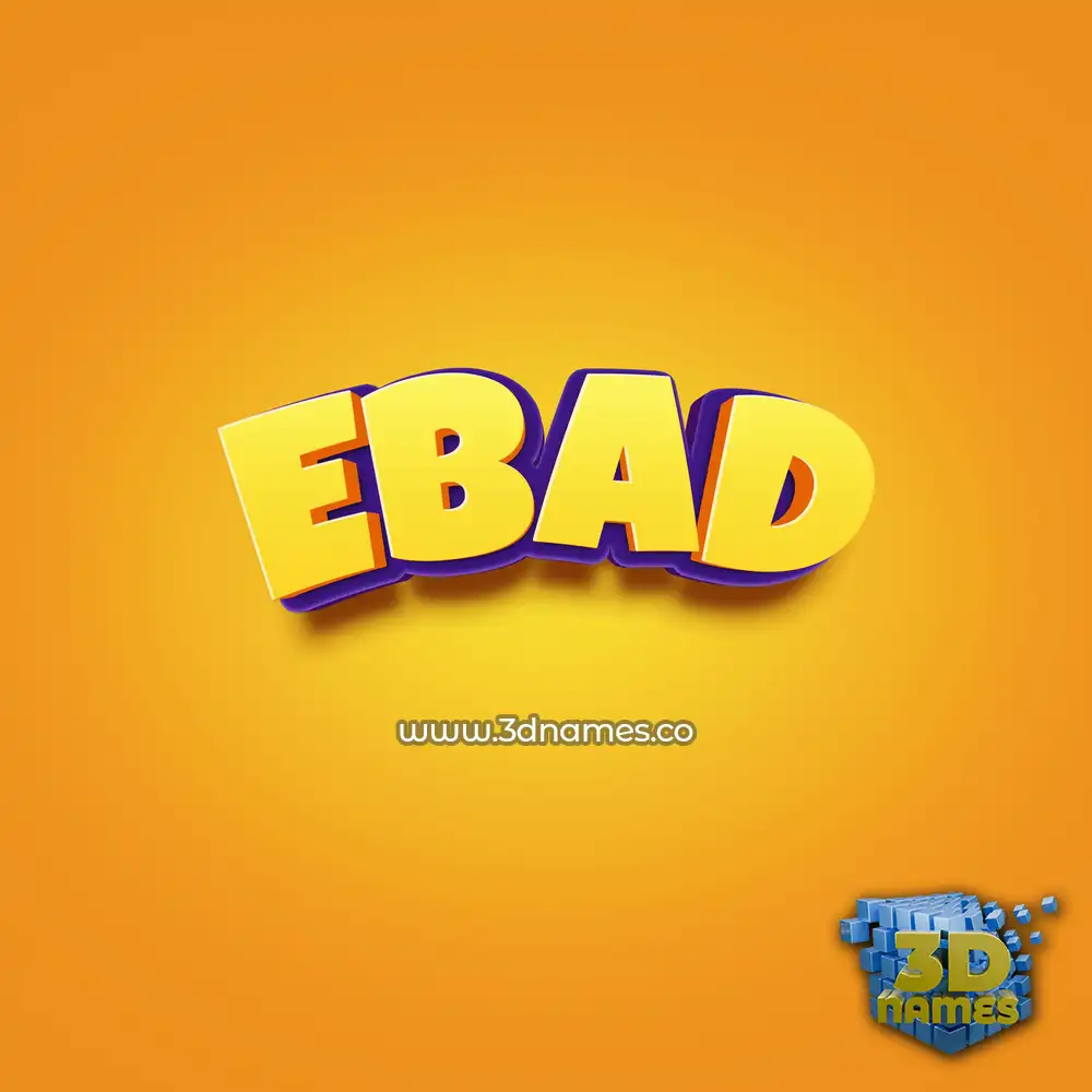 ebad in Orange Toon style - 3D name wallpaper