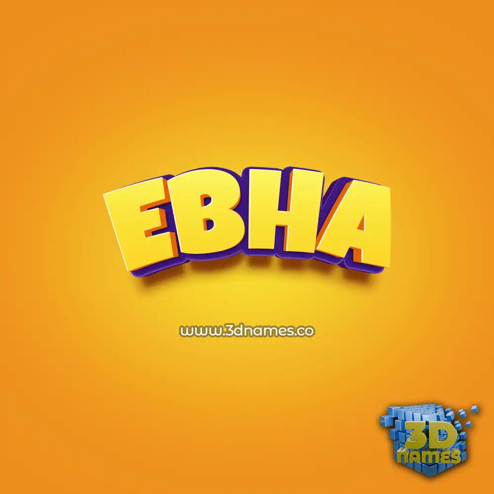 ebha in Orange Toon style - 3D name wallpaper