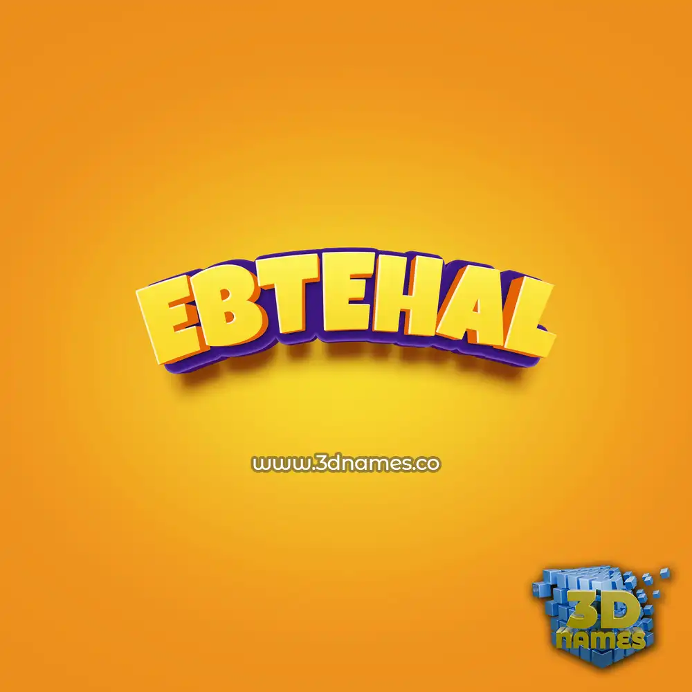 ebtehal in Orange Toon style - 3D name wallpaper