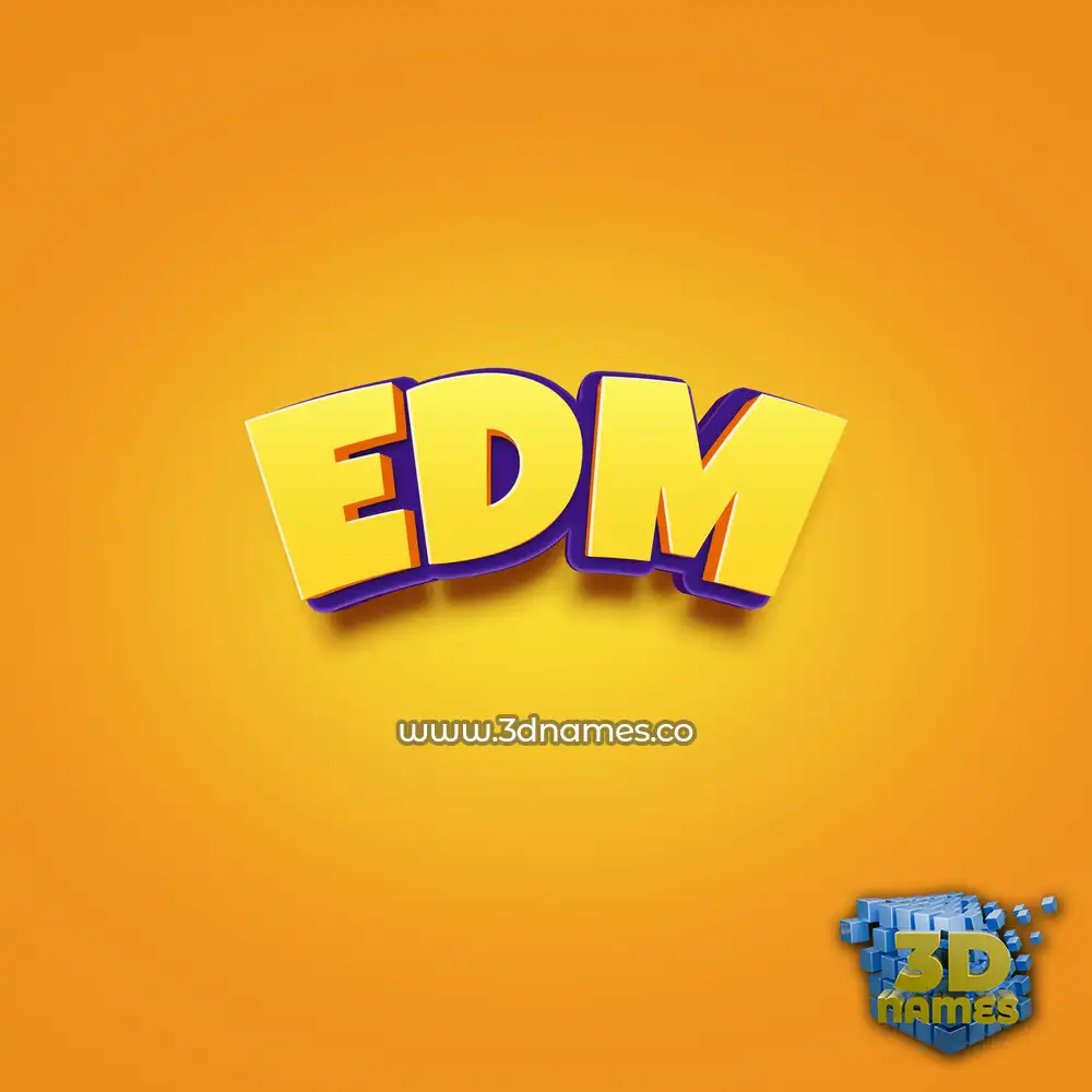 edm in Orange Toon style - 3D name wallpaper