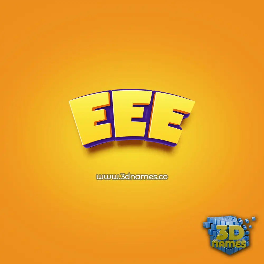 eee in Orange Toon style - 3D name wallpaper