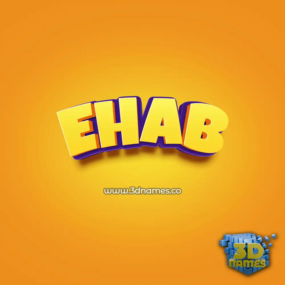 ehab in Orange Toon style - 3D name wallpaper
