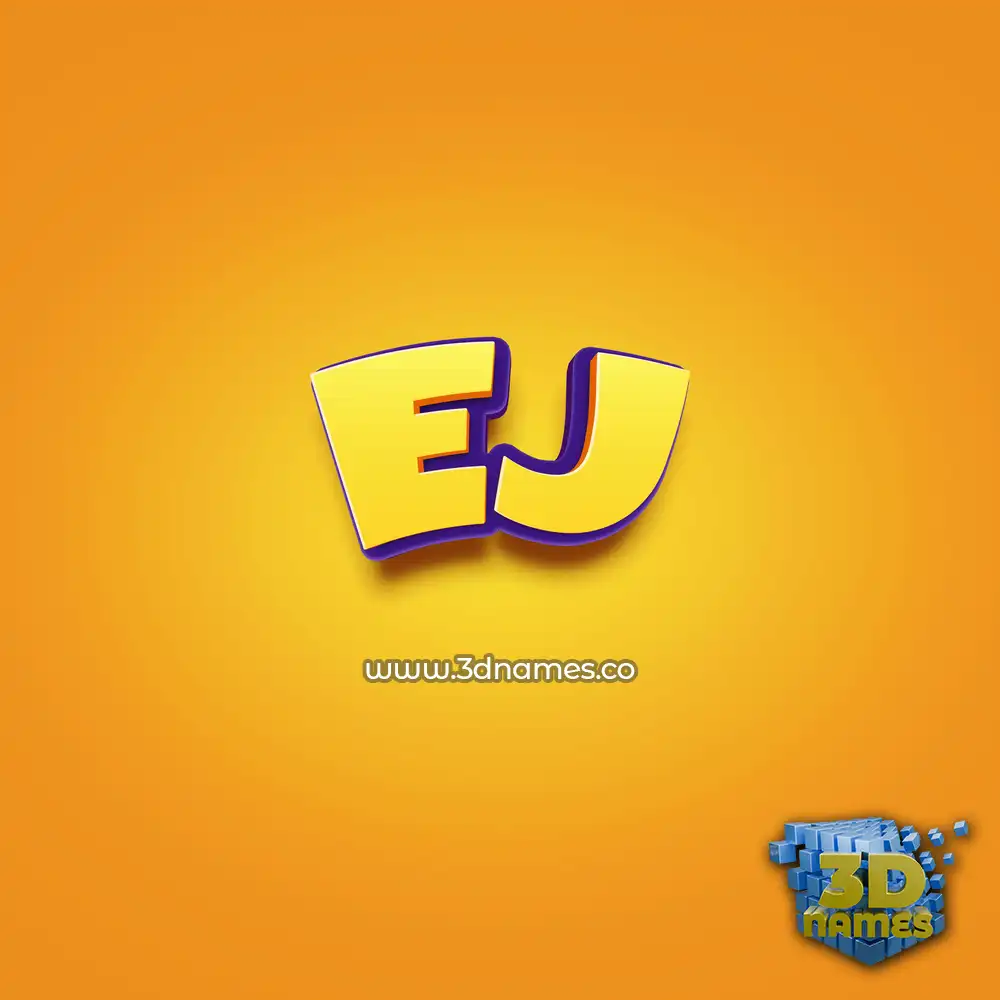 ej in Orange Toon style - 3D name wallpaper