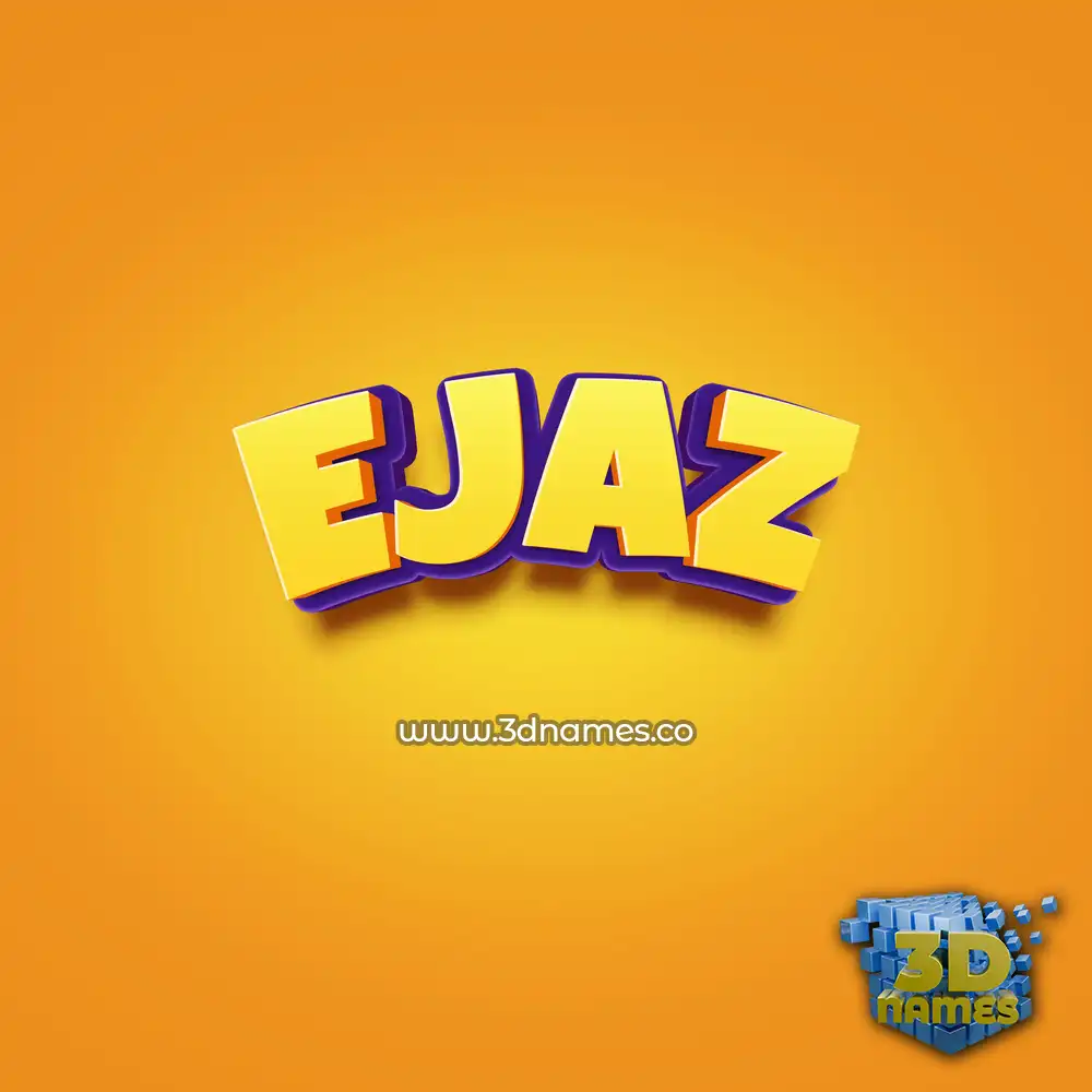ejaz in Orange Toon style - 3D name wallpaper