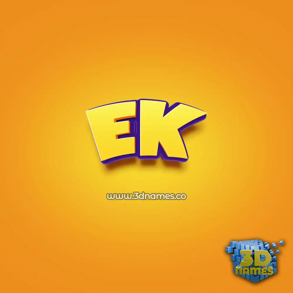 ek in Orange Toon style - 3D name wallpaper