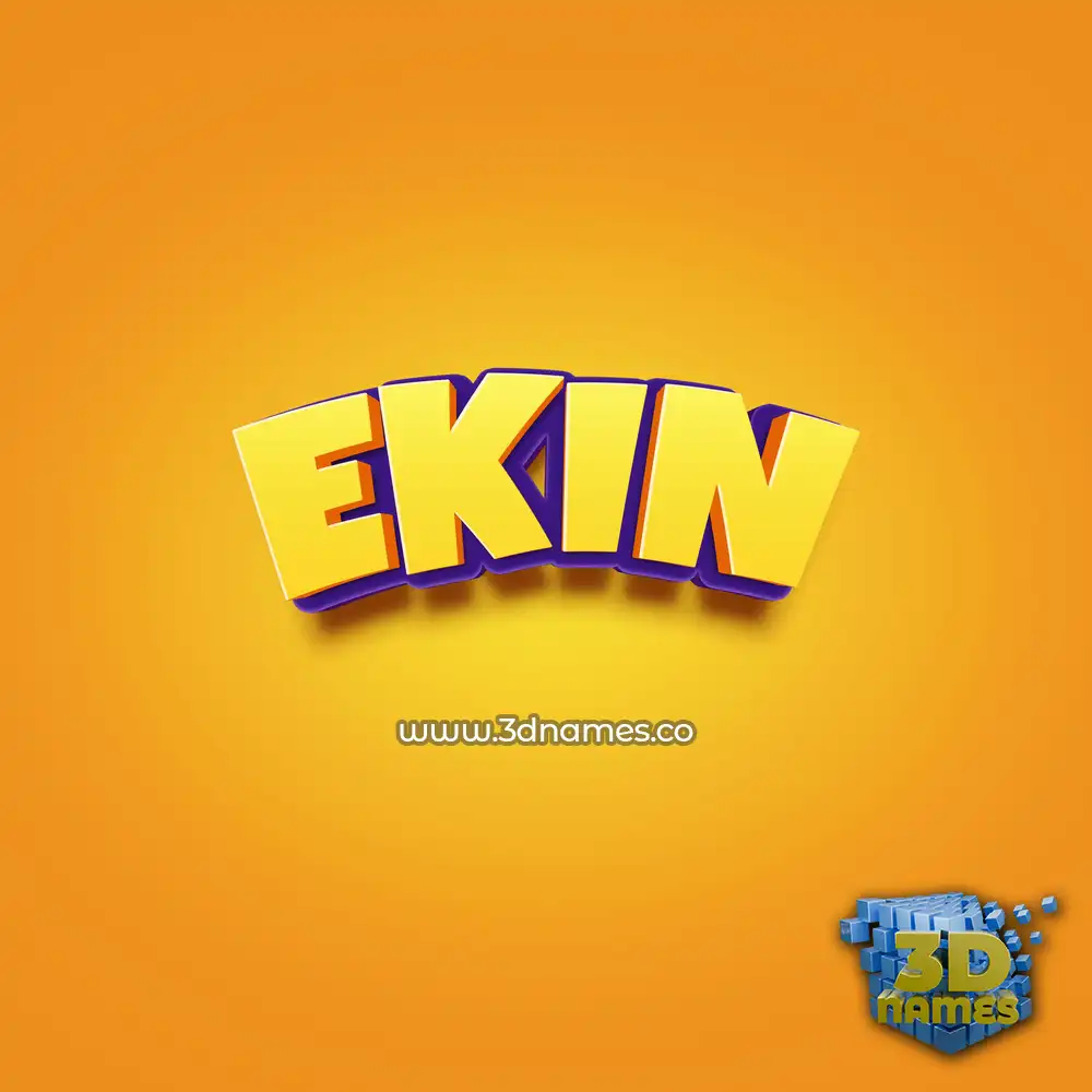 ekin in Orange Toon style - 3D name wallpaper