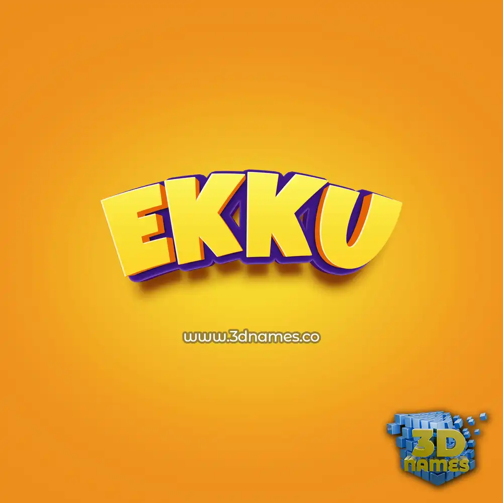 ekku in Orange Toon style - 3D name wallpaper