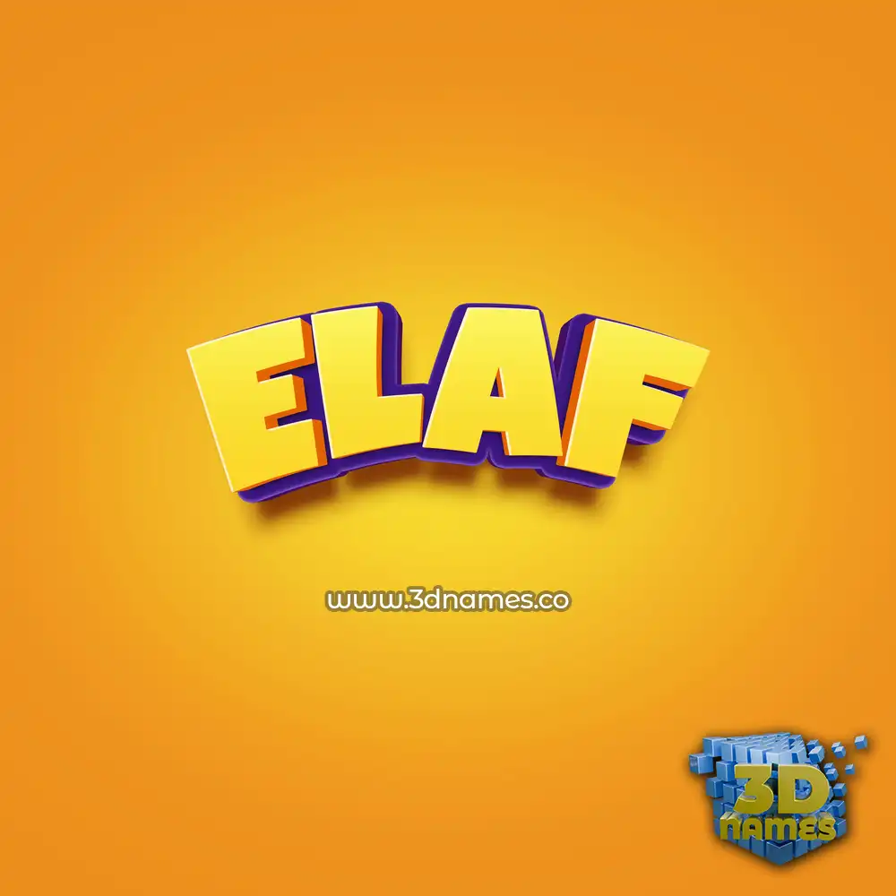 elaf in Orange Toon style - 3D name wallpaper
