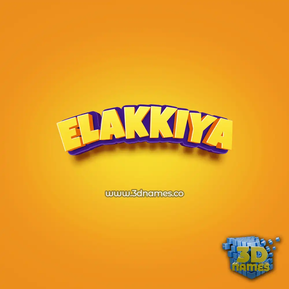 elakkiya in Orange Toon style - 3D name wallpaper
