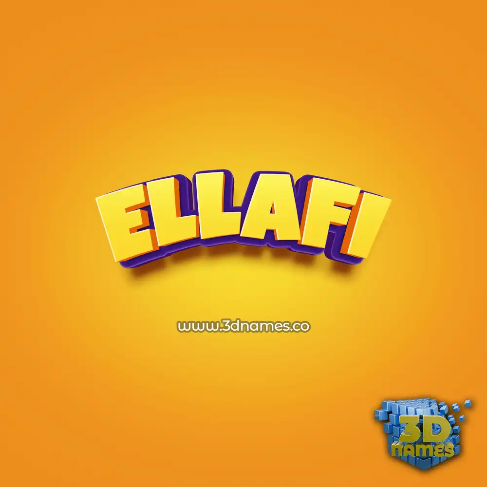 ellafi in Orange Toon style - 3D name wallpaper