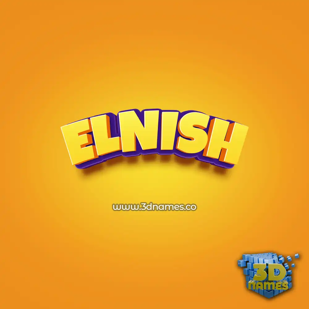 elnish in Orange Toon style - 3D name wallpaper